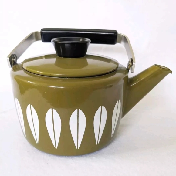 Vintage Cathrineholm Norway Avocado Green Kettle Teapot MCM Mid Century CLEAN - Picture 1 of 12